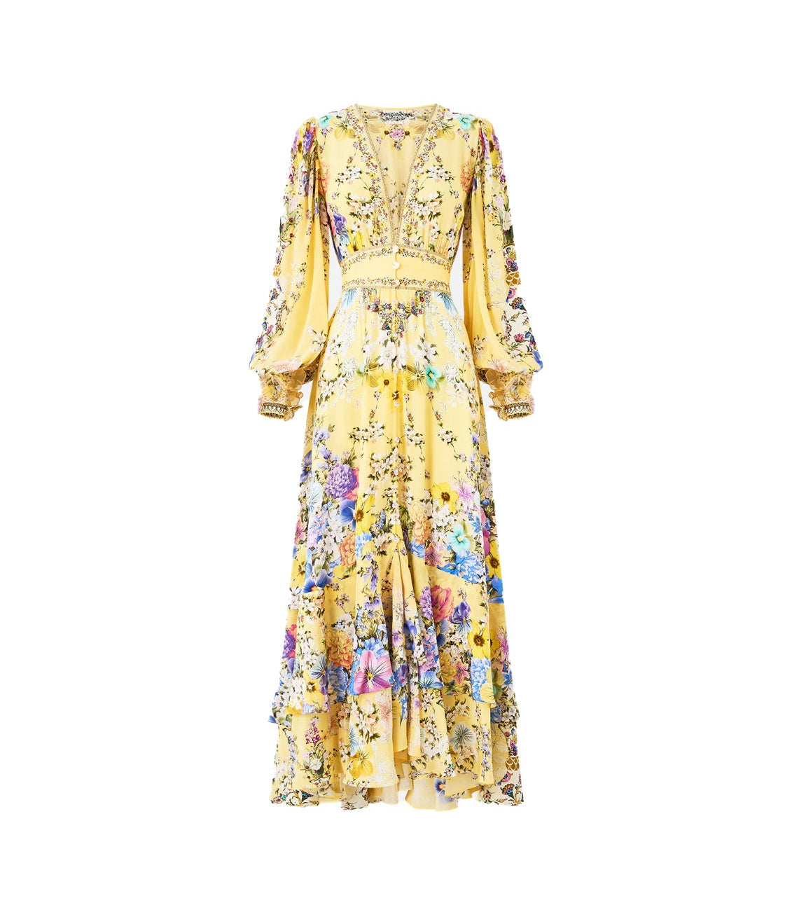 Brigitte Dress Yellow Silk Maxi Dress S US Size 4 Brigitte Dress Yellow Silk Maxi Dress S US Size 4