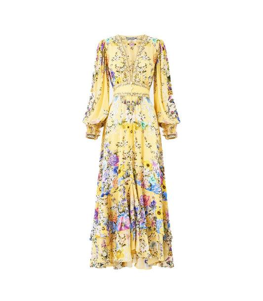 Brigitte Dress Yellow Silk Maxi Dress