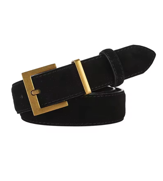 Black Suede Leather Belt