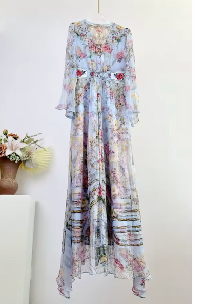 Arpeggio Blue Silk Gown