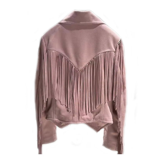 Planetary Play Texas Sky Pink Suede Fringe Jacket